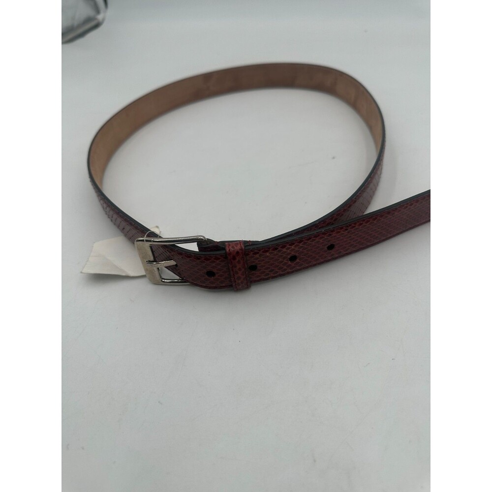 Authentic Gucci Women's Burgundy Lizard Leather Belt 411728 Sz 38 Made In Italy